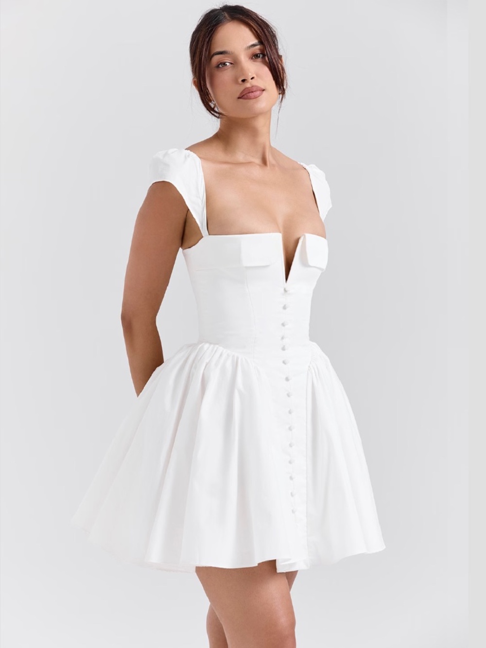 House Of CB Florence  White Cotton Corset Mini Dress